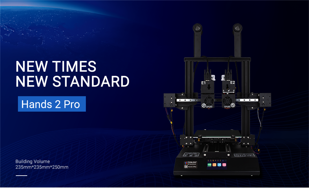 3DPRINTERLLC Hands 2 Pro Dual Extruder 3D Printer